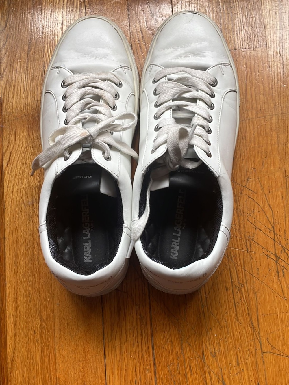 Karl Lagerfeld White Leather Low-Top Sneakers